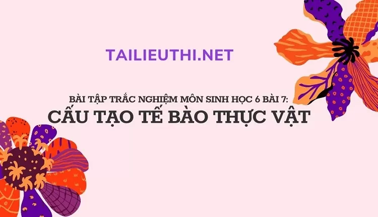 BÀI TẬP TRẮC NGHIỆM MÔN SINH HỌC 6 BÀI 7: CẤU TẠO TẾ BÀO THỰC VẬT