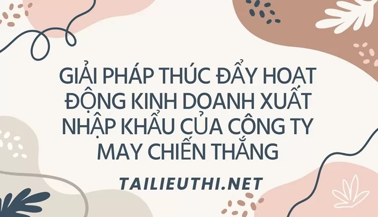 Giải pháp thúc đẩy hoạt động kinh doanh xuất nhập khẩu của Công ty may Chiến Thắng