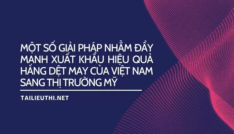 Một số giải pháp nhằm đẩy mạnh xuất khẩu hiệu quả hàng dệt may của Việt Nam sang thị trường Mỹ