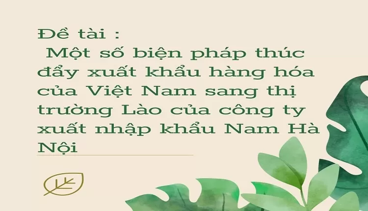 xuất khẩu hàng hóa của Việt Nam sang thị trường Lào