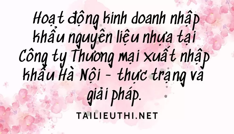 Nhập khẩu nguyên liệu nhựa tại Công ty Thương mại xuất nhập khẩu Hà Nội - thực trạng và giải pháp.