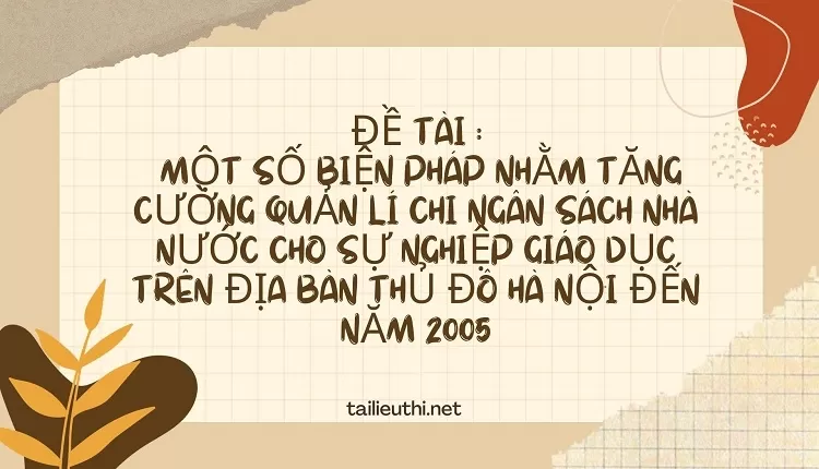 quản lí chi ngân sách nhà nước cho sự nghiệp giáo dục ..