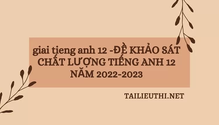 ĐỀ KHẢO SÁT CHẤT LƯỢNG TIẾNG ANH 12 NĂM 2022-2023