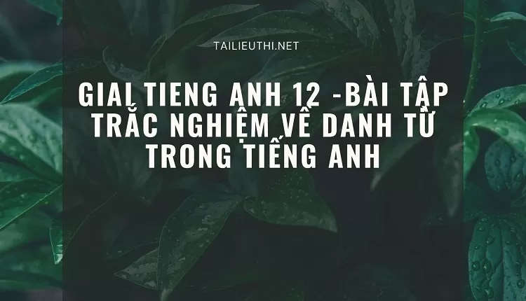 BÀI TẬP TRẮC NGHIỆM VỀ DANH TỪ TRONG TIẾNG ANH