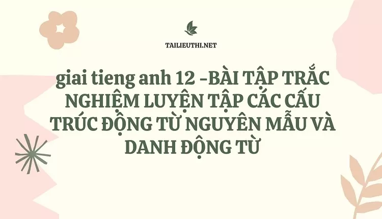 BÀI TẬP TRẮC NGHIỆM LUYỆN TẬP CÁC CẤU TRÚC ĐỘNG TỪ NGUYÊN MẪU VÀ DANH ĐỘNG TỪ