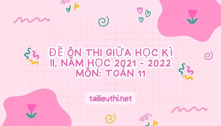 ĐỀ ÔN THI GIỮA HỌC KÌ II, NĂM HỌC 2021 - 2022 MÔN: TOÁN 11