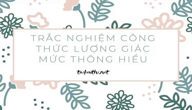 TRẮC NGHIỆM CÔNG THỨC LƯỢNG GIÁC MỨC THÔNG HIỂU (tài liệu ôn tập hiệu quả )