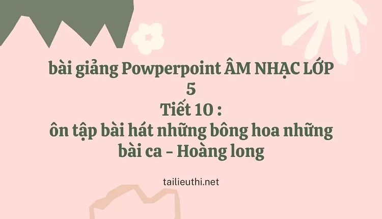 ôn tập bài hát những bông hoa những bài ca - Hoàng long