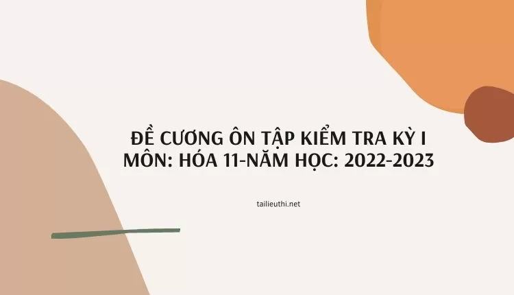 ĐỀ CƯƠNG ÔN TẬP KIỂM TRA KỲ I MÔN: HÓA 11-NĂM HỌC: 2022-2023 (hay và chi tiết )...