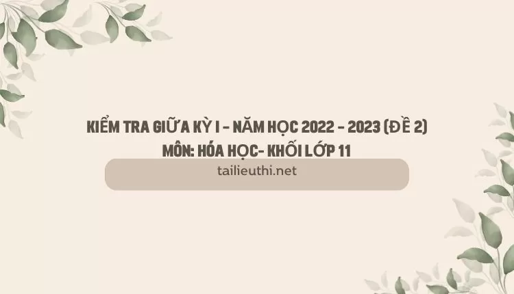 KIỂM TRA GIỮA KỲ I – NĂM HỌC 2022 – 2023 (ĐỀ 2) MÔN: HÓA HỌC- KHỐI LỚP 11