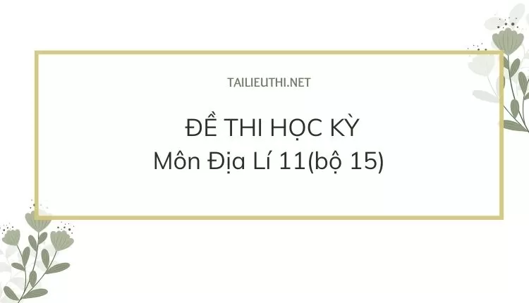 ĐỀ THI HỌC KỲ  Môn Địa Lí 11(bộ 15) ( đa dạng và chi tiết )...